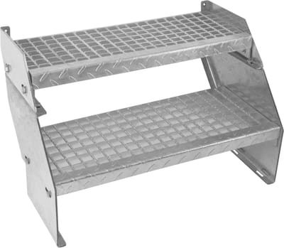 2-delige verzinkte trap - zilver - 600 mm breed - met antislip