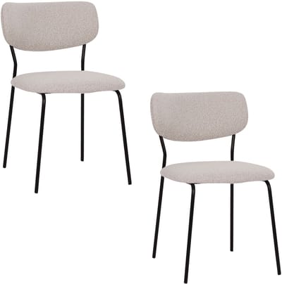 Housecraft Living Leah Eetkamerstoelen Off White/ Gebroken wit - Set van 2