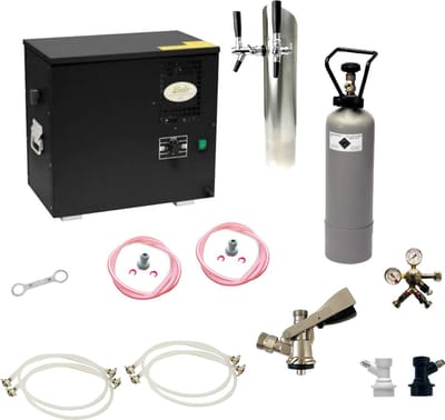 Complete Set - Biertap AS-40, 2-kraans - Waterbadkoeler - Thuistap - Bierkoeler - met Fustkoppeling Type S, NC Adapter