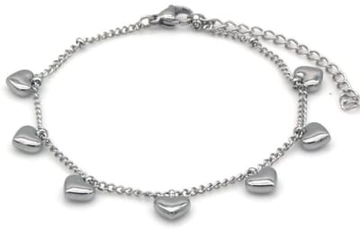 Armband hartjes hangertjes - Verkleurt niet - Stainless steel - Verstelbaar - Waterproof, huidvriendelijk - Damesdingetjes
