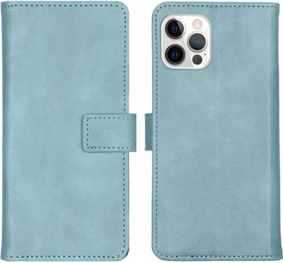 imoshion Hoesje - Geschikt voor Apple iPhone 12 Pro / 12 - Luxe Bookcase - Lichtblauw