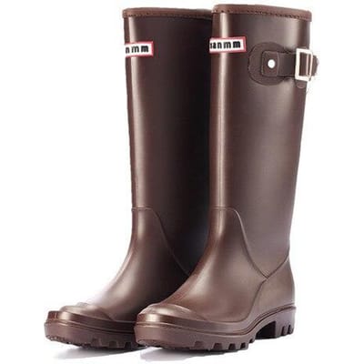 Mode Regenlaarzen Dames Knielange Waterlaarzen Gesp Lange Schacht Hoogwaardige Waterdichte Schoenen Dames Rubber Pvc Regenlaarzendf456 37 black
