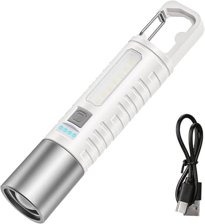 Compact Zaklamp | Wandelen Zaklamp, Handheld Zoomable Flash Lights Torch 5 Modes Hoge Lumen Waterdicht met Haak voor Camping