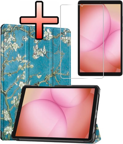 Hoes - Geschikt voor Samsung Galaxy Tab A11 - Met Screenprotector - Trifold Bookcase - Hard Cover - Hardcover Book Case - Tablet Hoesje - Bloesem