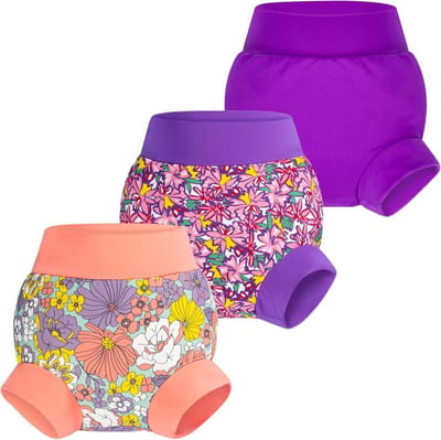 BIG ELEPHANT Baby Swim Diapers 3 Pieces, Reusable Adjustable Washable Waterproof Swim Nappy for Boys and Girls, 5T