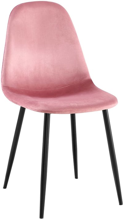 CLP Napier Eetkamerstoel - Modern Design - Zonder armleuning - Metalen Onderstel - Comfortabele Rugleuning - Max. 150 kg - Fluweel/roze