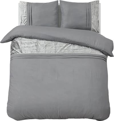 Bedsupplies Dekbedovertrek Tokyo - 240x200/220 - Grijs Met Velvet Band