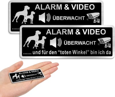 Waarschuwingsbord - Hond beveiliging - Alarm melding geven - Aluminium geborsteld - 85 bij 3 cm - Zwart