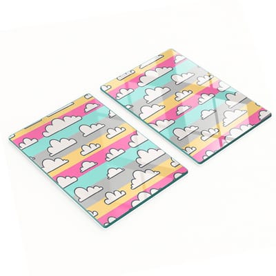 Multifunctionele decoratieve glazen borden met wolkenprint 2x40x52 cm