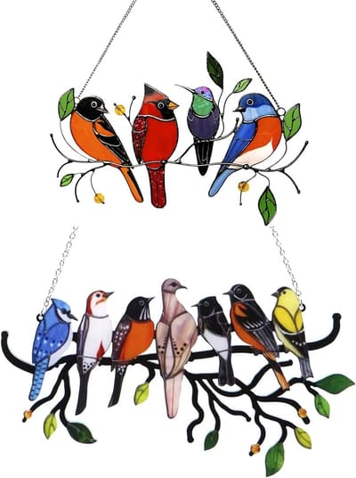 Vogels wanddecoratie metaal - Raamdecoratie gebeitst glas - Acryl raamversiering - Vogel decoratie voor binnen - Creatief raam en deur ornament raamdecoratie vensterbank