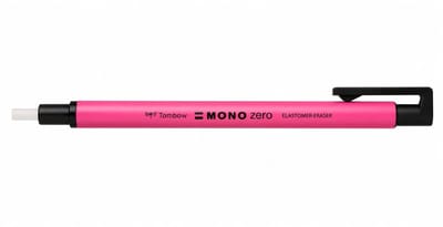 Tombow Mono Zero Gumvulpotlood – 2,3 mm ronde gum – Precisie gum – Neon roze