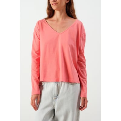 American Vintage Vupaville T-shirt Corail Maat: M | Longsleeves Outlet | Dames | Blauw
