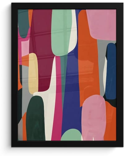 Poster in lijst - Fotolijst 30x40 cm - Posters - Vormen - Ritmisch - Kleuren - Abstract - Posterlijst zwart - Decoratie - Wanddecoratie woonkamer - Muurdecoratie slaapkamer