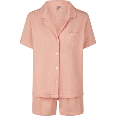 By Louise Dames Korte Pyjama Set Mousseline Shortama Roze - Maat M
