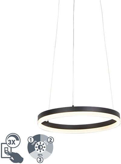 QAZQA anello - Moderne LED Hanglamp - 1 lichts - Ø 40 cm - Zwart - Woonkamer | Slaapkamer | Keuken