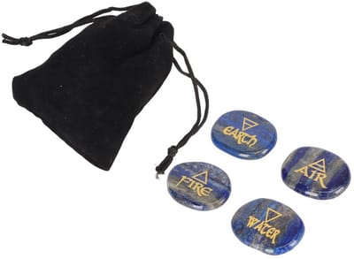 Dailygoods- Reiki Stenen Volledig Gepolijst - Elementen Stenen - Aarde/Lucht/Vuur/Water - Draagbaar voor Meditatie - Angst Relief - Geschikt voor Rituelen - Runenstenen