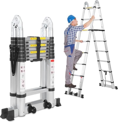 Verstelbare Aluminium Telescoopladder van 5 Meter met Wielen en Stabiliteit