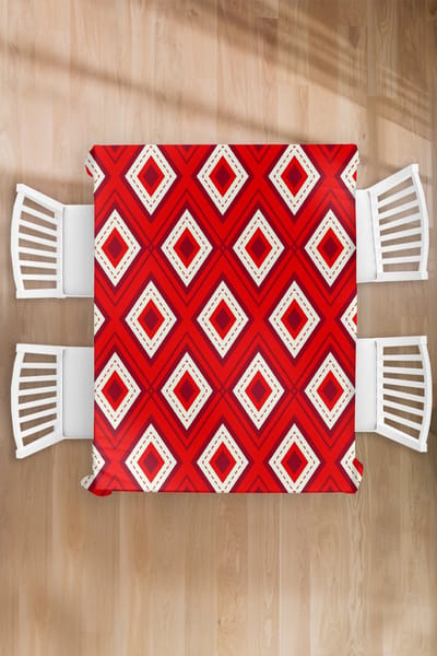 Kerst Tafelkleed - Kerstmis Decoratie - Tafellaken - Kerst - Patronen - Ruit - Rood - 130x170 cm - Kerstmis Versiering - Tafeldecoratie Kerstmis - Kerstdecoratie tafel - Tafelversiering