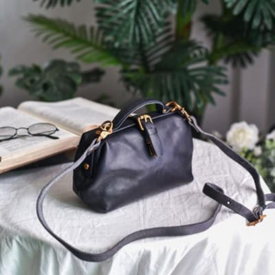 Vintage Artsen Tas Echt Leer Dames Handtas Eenvoudig Effen Kleur Echt Koeienhuid Schouder & Crossbody Tassen gray