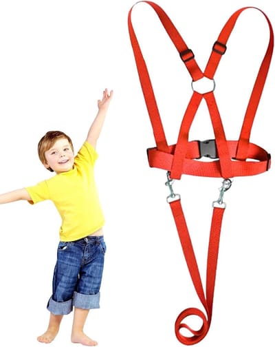 Kinderharnas met Touw - Veiligheidsharnas Kinderen - Buitenactiviteiten Beveiligen - Versterkte Naden - 200cm Lengte - Rood