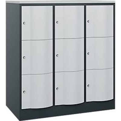 C+P Resisto lockerkast, 3 vakken, 9 vakken, B 1148 x D 640 x H 1255 mm, lichtgrijs/antracietgrijs