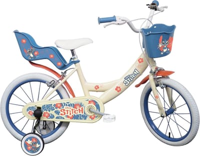 Meisjesfiets 16 inch met mand en poppenhouder, wit