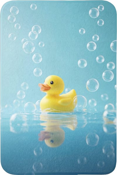 WC mat 60x90 cm - Antislip - Bubbels - Badeend - Geel - Toiletmat - Vloermat - Douchemat - Toilet tapijt - Toiletmatten