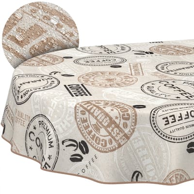 ANRO Tafelkleed Koffie Meerkleurig Ovaal 160x140cm Met sierband Afwasbaar Waterafstotend
