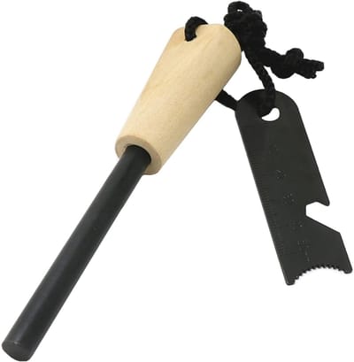 QORA® Fire kit - Firesteel - Vuurmaker - Zwart - 13cm x 4cm x 2cm