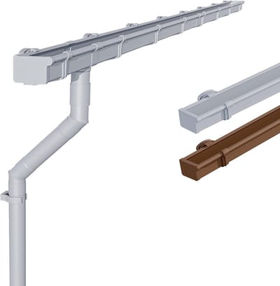 Dakgotenset voor terras en carport – 83mm, 5m, grijs PVC-U