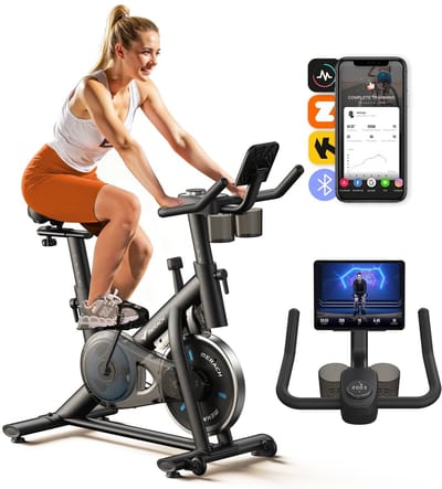 VIEMAE Hometrainer - Hometrainer fiets - Spinningtrainer - Indoor - Geluidsarm - Voor thuis - Met tablethouder - Max belasting 136kg