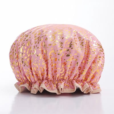 Luxe Grote Douchemuts / Shower cap / Douchekapje / Douche cap voor vol haar / krullen / afro van AfricanFabs® - Roze Gouden leopard