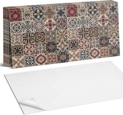 Coloray Plaktegels - Mozaïekpatronen in de lay-out Wandtegel Zelfklevend - 60 cm x 30 cm - Bruin Plaktegels - 6 stuks - Rechthoek PVC Tegels - Plaktegels Keuken - Zelfklevende Vloertegels Badkamer - Vinyl Tegels Zelfklevend - Zelfklevende Wandtegels