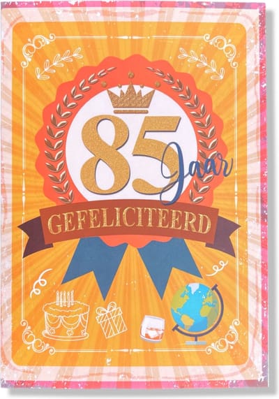 Hoera 85 Jaar! Luxe verjaardagskaart - 12x17cm - Gevouwen Wenskaart inclusief envelop - Leeftijdkaart