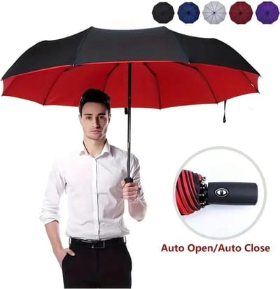 Nivard Moderne Stormparaplu - Opvouwbaar - Windproof Paraplu - Stormproef - Automatisch Uitklapbaar - Umbrella - Windproef - Rood