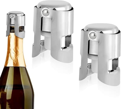 Set van 2 RVS Champagne Stoppen, Herbruikbare en Lekvrije Kurken voor Prosecco en Cava, Ideaal voor Vers Bubbels en Langdurige Bewaring