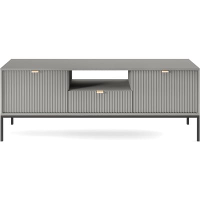 Selsey Vellore - RTV kast 154 cm - grijs met geribbelde fronten en gouden handgrepen