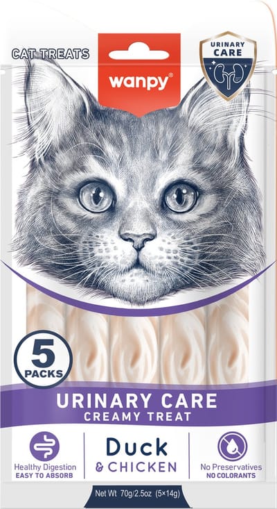 Wanpy - Likbare snack met functie - Eend & Kip - Urineverzorging - 1 x 5 sticks van 14 gram