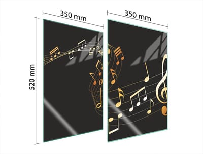 TMK ArtDeko - Glazen Beschermplaat - 35x52 cm - Muziek