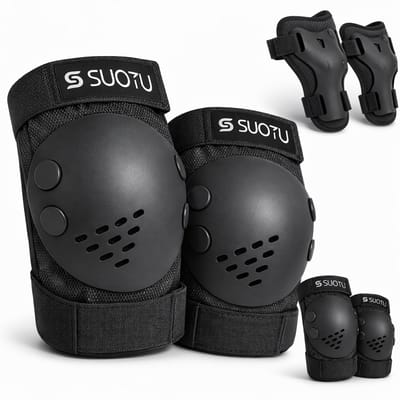Suotu Skate Beschermset Kinderen - Skate bescherming - Skeeler Beschermset - Zwart- X02 - S