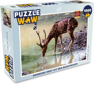 Puzzel Hert - Gewei - Water - Legpuzzel - Puzzel 1000 stukjes volwassenen