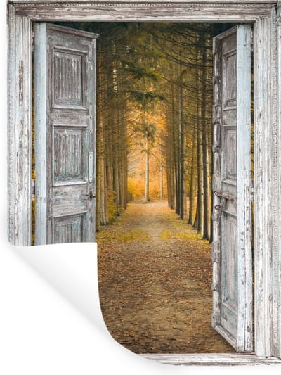 Muurstickers - Sticker Folie - Bos - Herfst - Doorkijk - 30x40 cm - Plakfolie - Muurstickers Kinderkamer - Zelfklevend Behang - Zelfklevend behangpapier - Stickerfolie