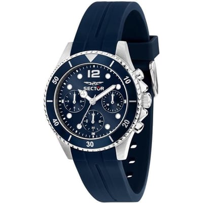 Sector 230 Multifunctionele Siliconen Band Blauwe Wijzerplaat Quartz R3251161052 100M Herenhorloge black