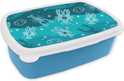 Broodtrommel Blauw - Lunchbox - Brooddoos - Zodiac - Kreeft - Design - 18x12x6 cm - Kinderen - Jongen