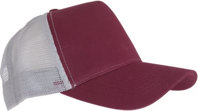 Beechfield Heren Half Mesh Trucker Cap / Hoofddeksel (2 stuks) (Bourgogne/ Lichtgrijs)