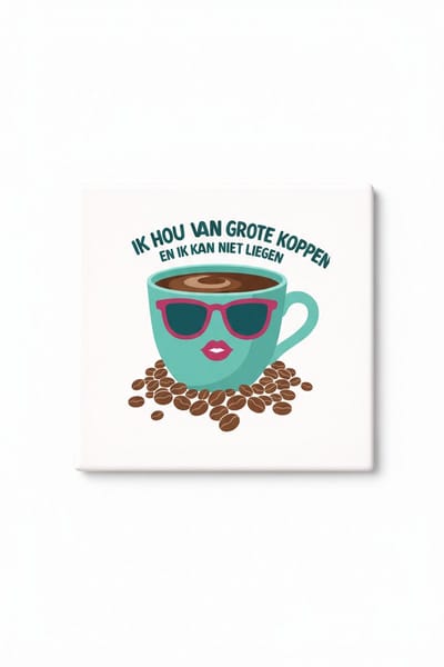 Grappige Koffieliefhebber Tegel – “Ik Hou Van Grote Koppen En Ik Kan Niet Liegen” Schattig Koffiekopje Design – Keramische Decoratieve Tegel Cadeau