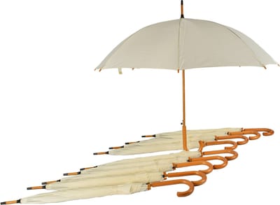 Paraplu 10 stuks - Opvouwbare Paraplu met Houten Handvat - Set van 10 - White Vanille - Kamperen & Outdoor | Automatisch & Windproof | 98cm Diameter | Geïnspireerd door Royal Ascot Races