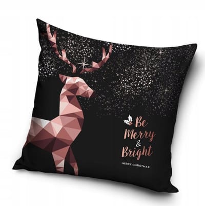 Kerst Kussenhoes 40x40 - Majestueuze Hert met Gouden Accenten