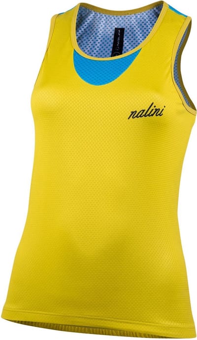 Nalini - Dames - Fietsshirt - Mouwloos - Wielrenshirt - Geel - Blauw - TANK TOP LADY - S