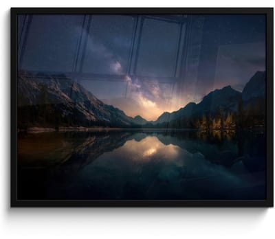 Poster in lijst - Fotolijst 80x60 cm - Posters - Kristalhelder meer - Bergen - Bergen - Posterlijst zwart - Decoratie - Wanddecoratie woonkamer - Muurdecoratie slaapkamer